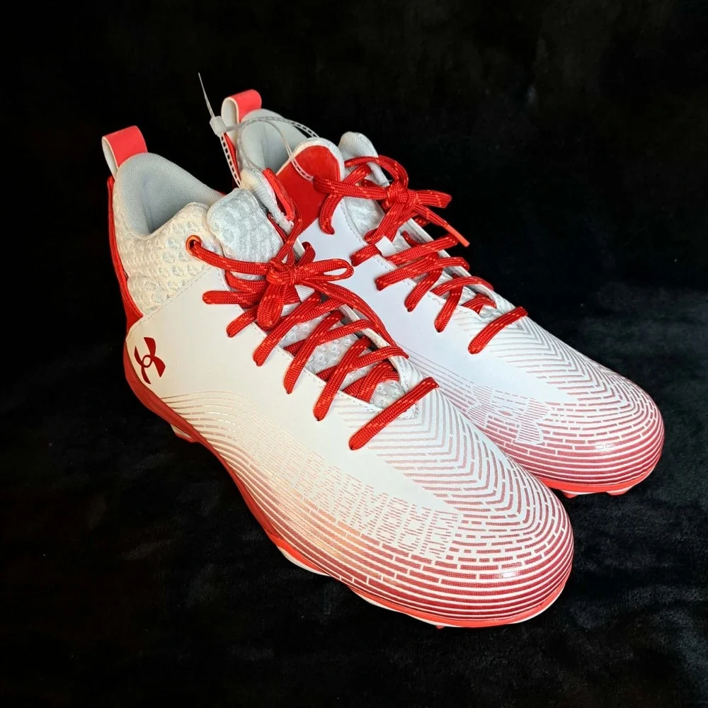 Under Armour Hammer MC 2.0 Men's Size 11.5 Red White 3027306-101 Football Cleats